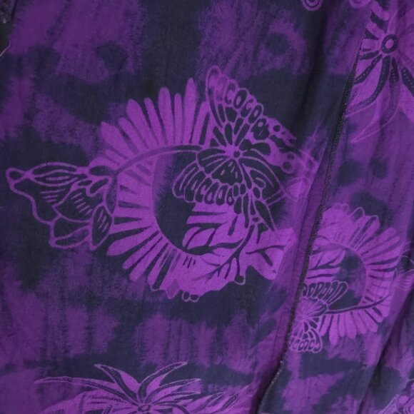 Gone Troppo Skirt Purple Rayon Flowy Travel Tropical Hawaiian Batik Butterfly S - Picture 11 of 11
